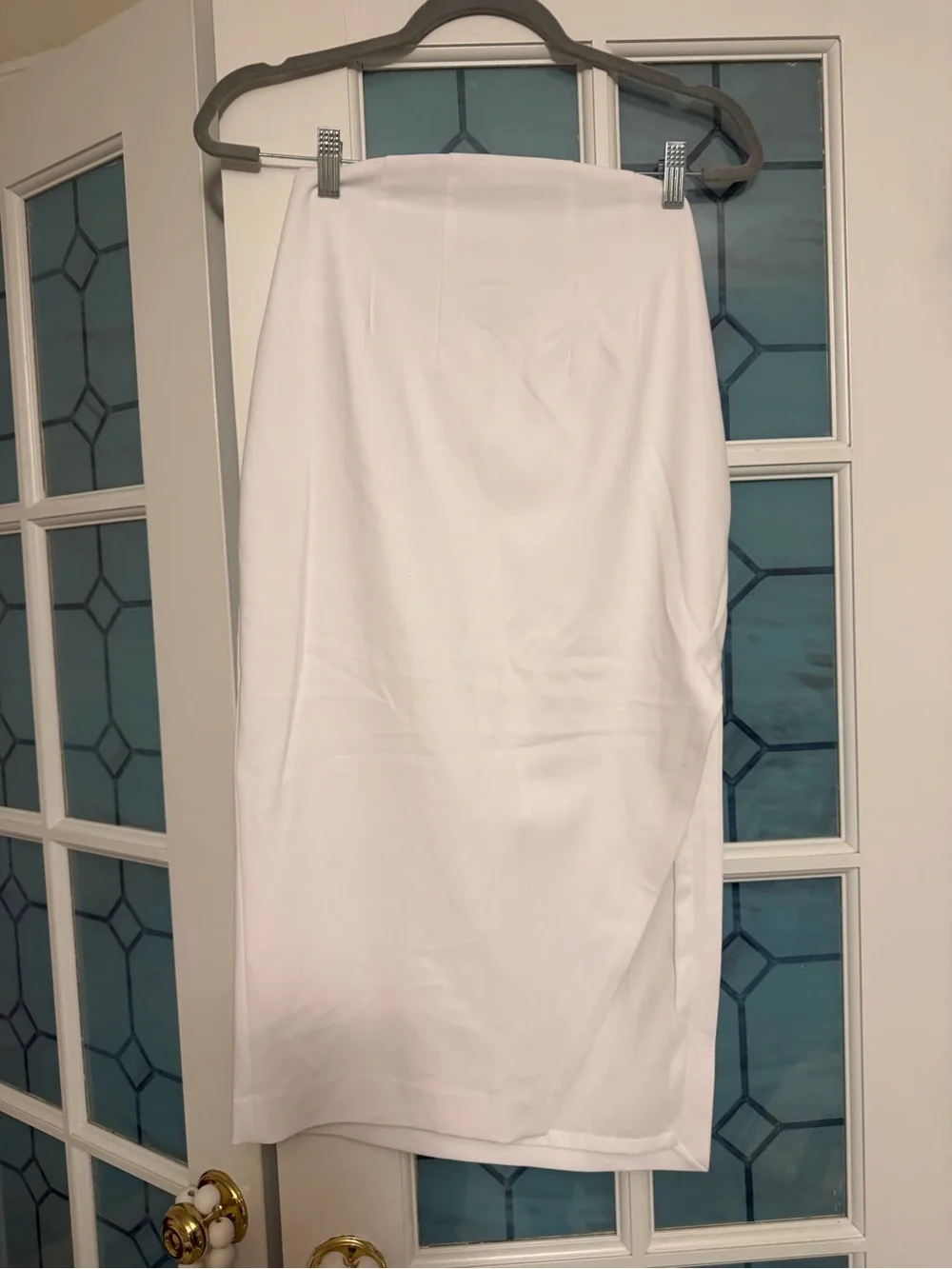 Express White Pencil Midi Skirt with Side Slit Detail - Picture 4 of 10